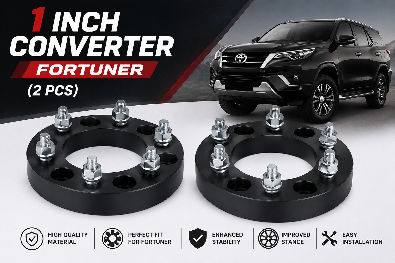 1 Inch Converter Fortuner (2 Pcs)