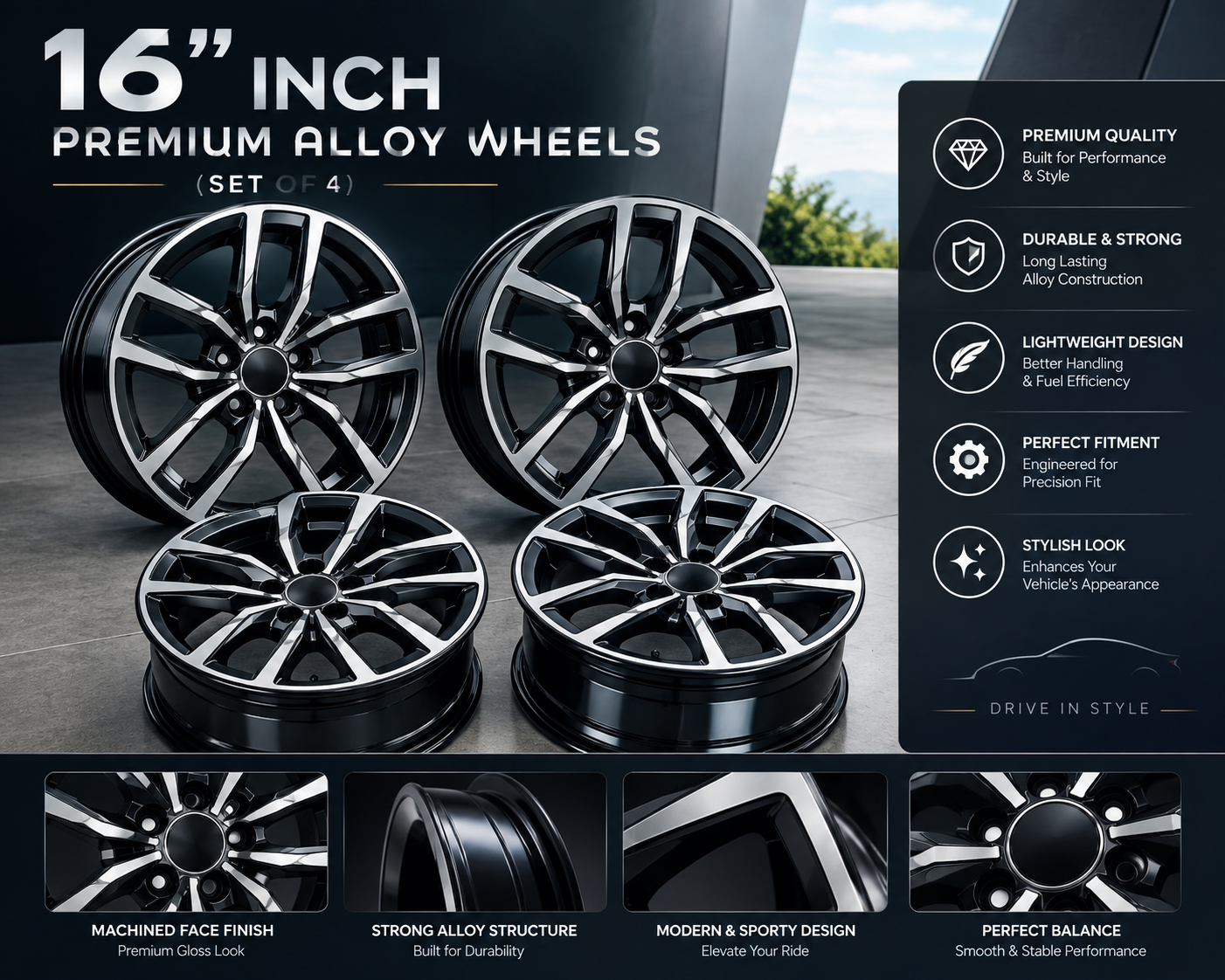 16 Inch Premium Alloy Wheels (Set)