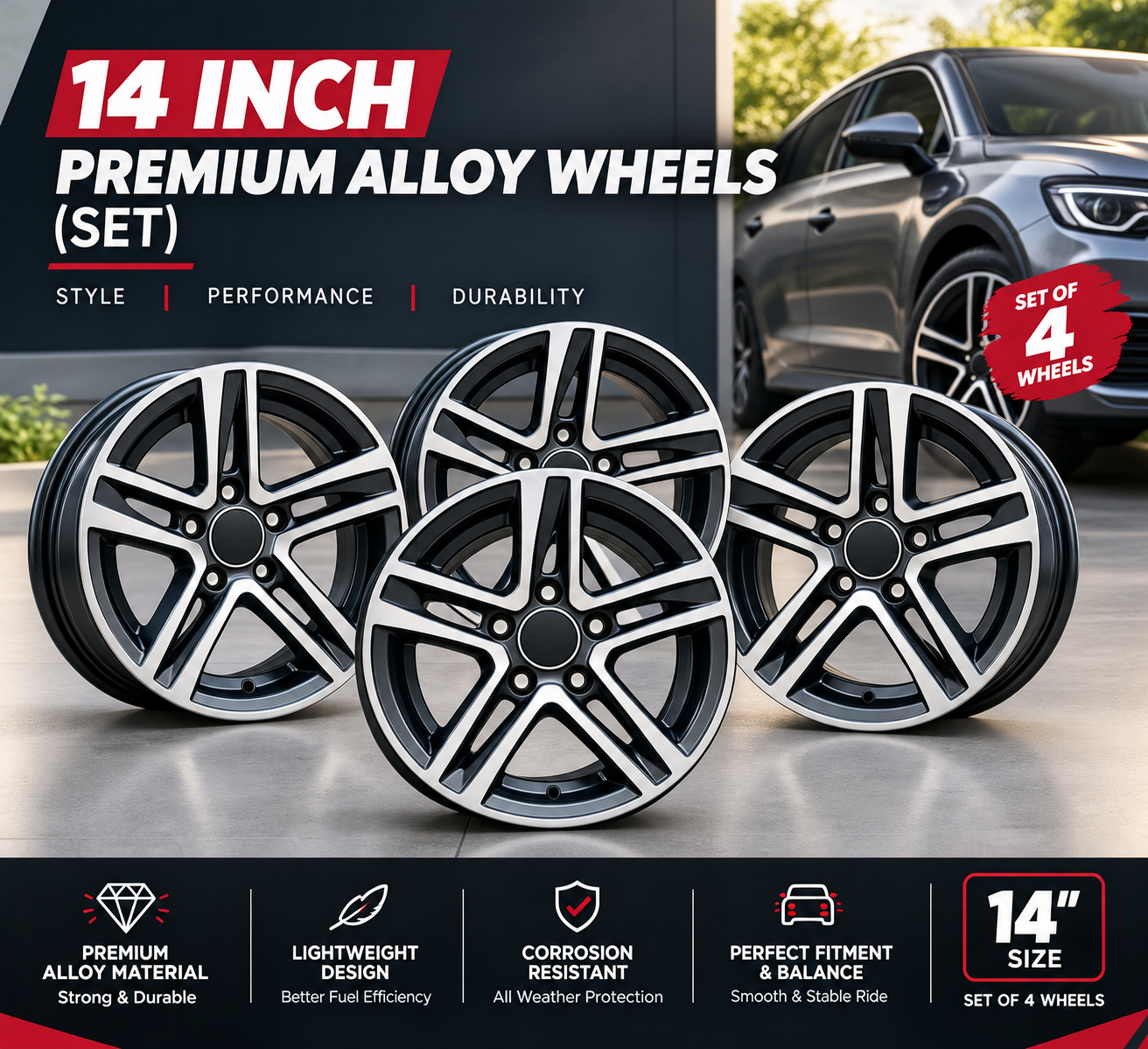14 Inch Premium Alloy Wheels (Set)